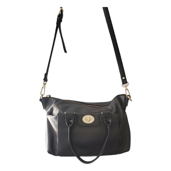 Kate Spade Black Cow Hide Leather Crossbody/Satchel Purse Classic Look Medium - Picture 3 of 8